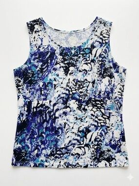 212 Collection Blue Multi Abstract Sleeveless Tank